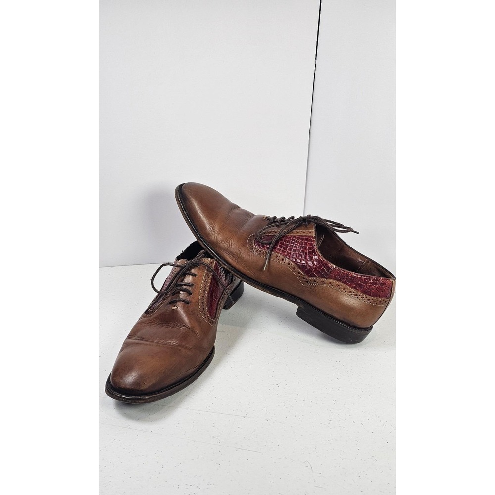 Belvedere Mens Alligator‎ Wingtip Oxford Leather Dress Shoes 10.5 D